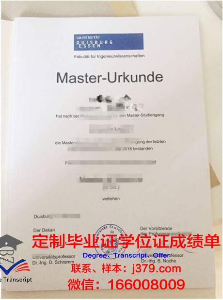 杜伊斯堡埃森大学毕业证图片University of Duisburg Essen Diploma